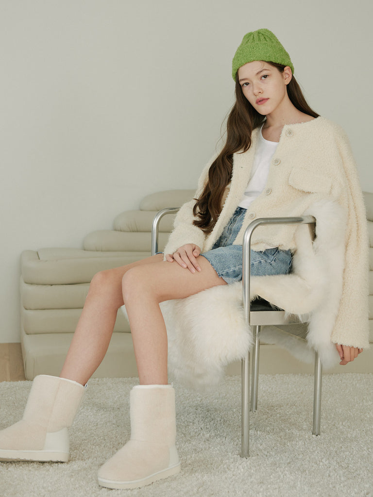 TMO BY 13MONTH（ティーエムオーバイサーティンマンス）ROUND COLLARED CROP JACKET (IVORY)