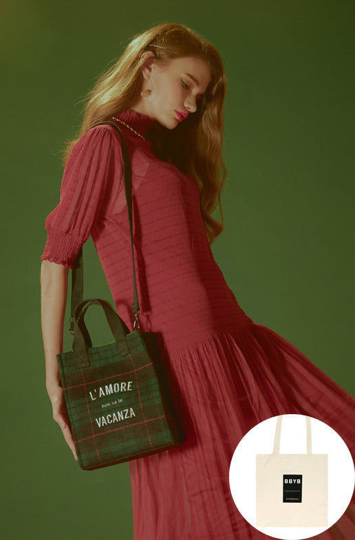 BBYB(ビービーワイビー) Tartan Small Tote Bag (Green)