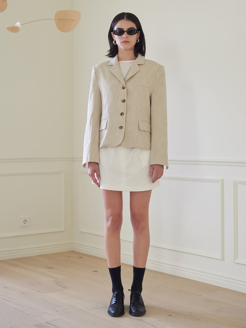 TMO BY 13MONTH（ティーエムオーバイサーティンマンス）SINGLE LINEN JACKET (BEIGE)