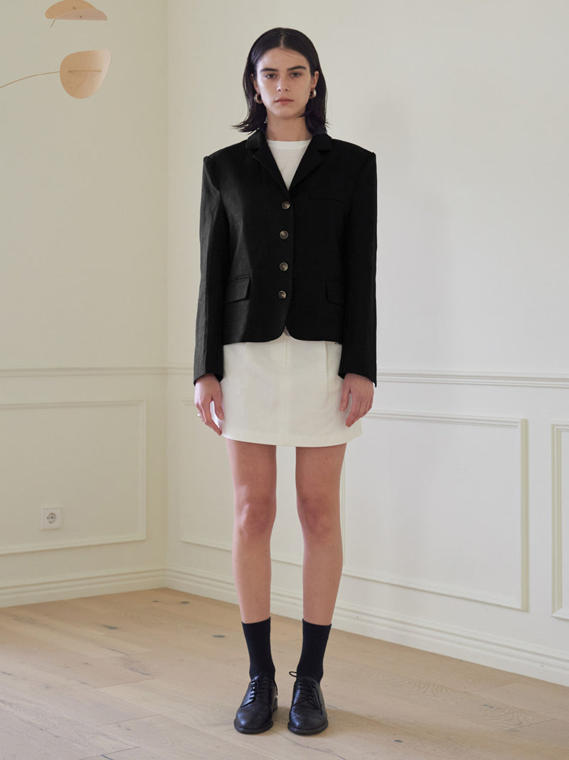 TMO BY 13MONTH（ティーエムオーバイサーティンマンス）SINGLE LINEN JACKET (BLACK)