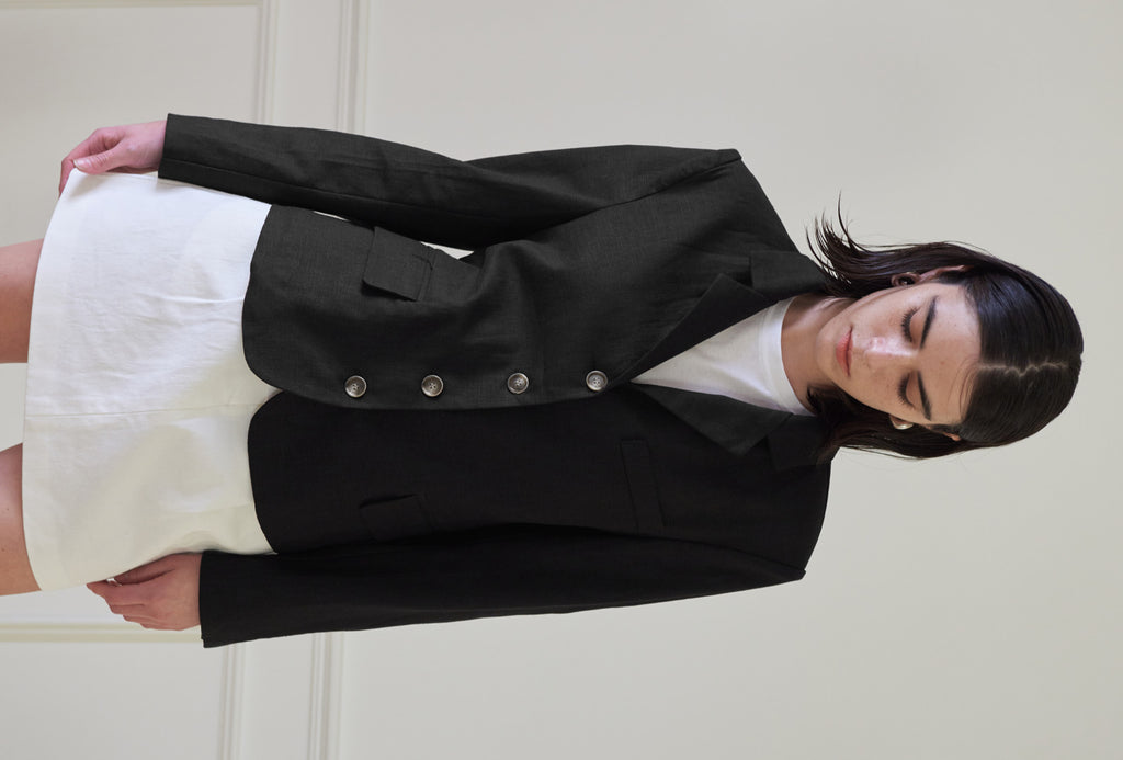 TMO BY 13MONTH（ティーエムオーバイサーティンマンス）SINGLE LINEN JACKET (BLACK)