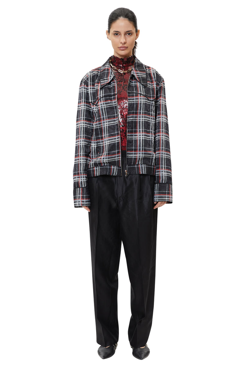 レイブレス(LABELESS) BLACK PAJAMAS CHECK BLOUSON