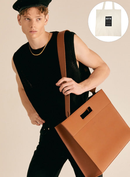 BBYB(ビービーワイビー) Lucio Unisex Tote Bag (Sienna Brown)