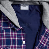 アクメドラビ(acme' de la vie) SILICON EMBLEM CHECKSHIRT HOODIE PURPLE