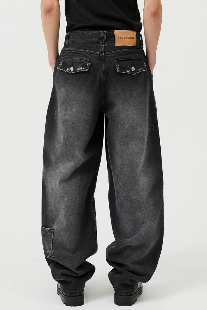 イーエスシースタジオ(ESC STUDIO)  washing denim pocket pants (black)