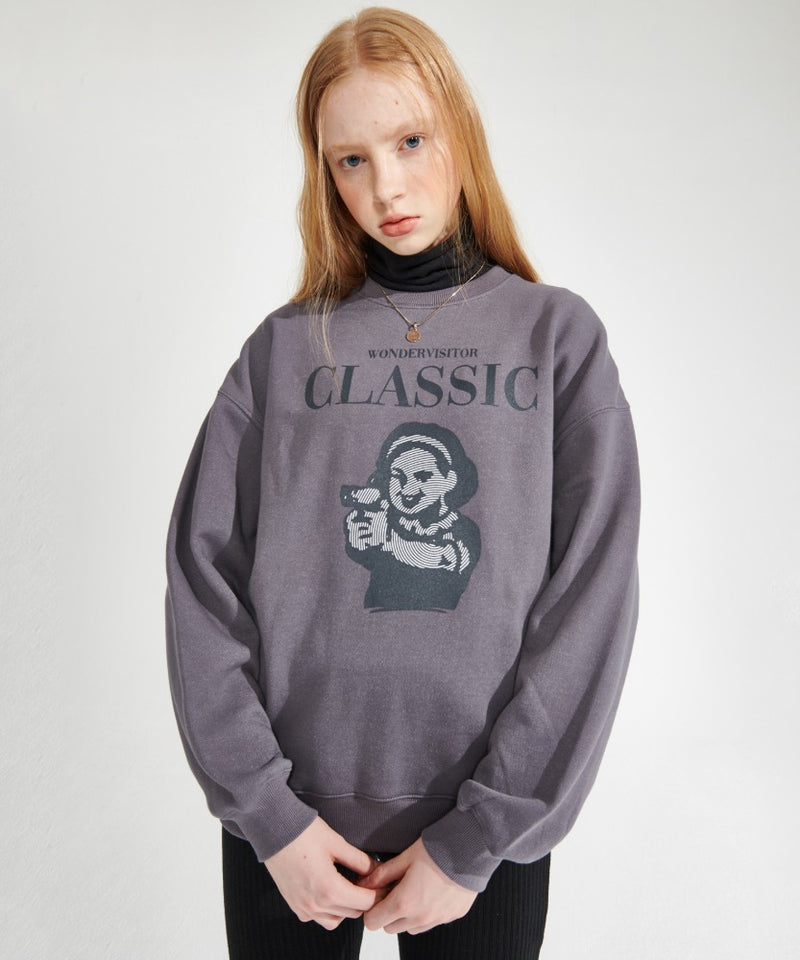 ワンダービジター(WONDER VISITOR)  Gungirl sweat-shirt [Charcoal]