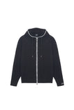 オーワイ(OY) NET STITCH KNIT HOODIE ZIP-BLACK