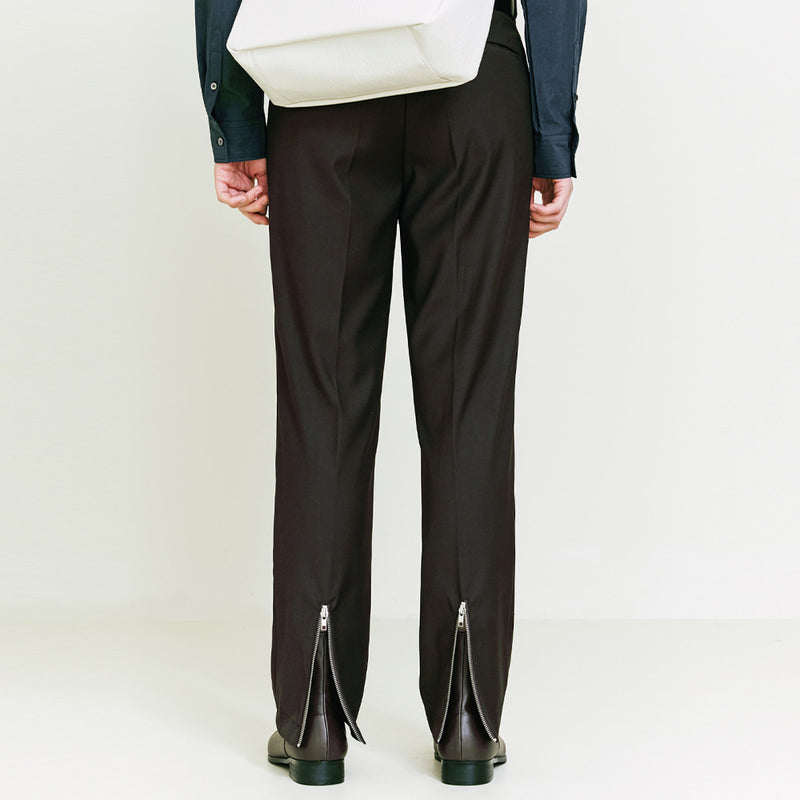 SSY(エスエスワイ) 2way Zipper Straight fit Slacks brown