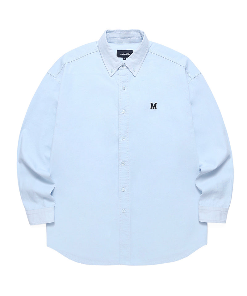 mahagrid (マハグリッド) M LOGO OXFORD SHIRT [BLUE]