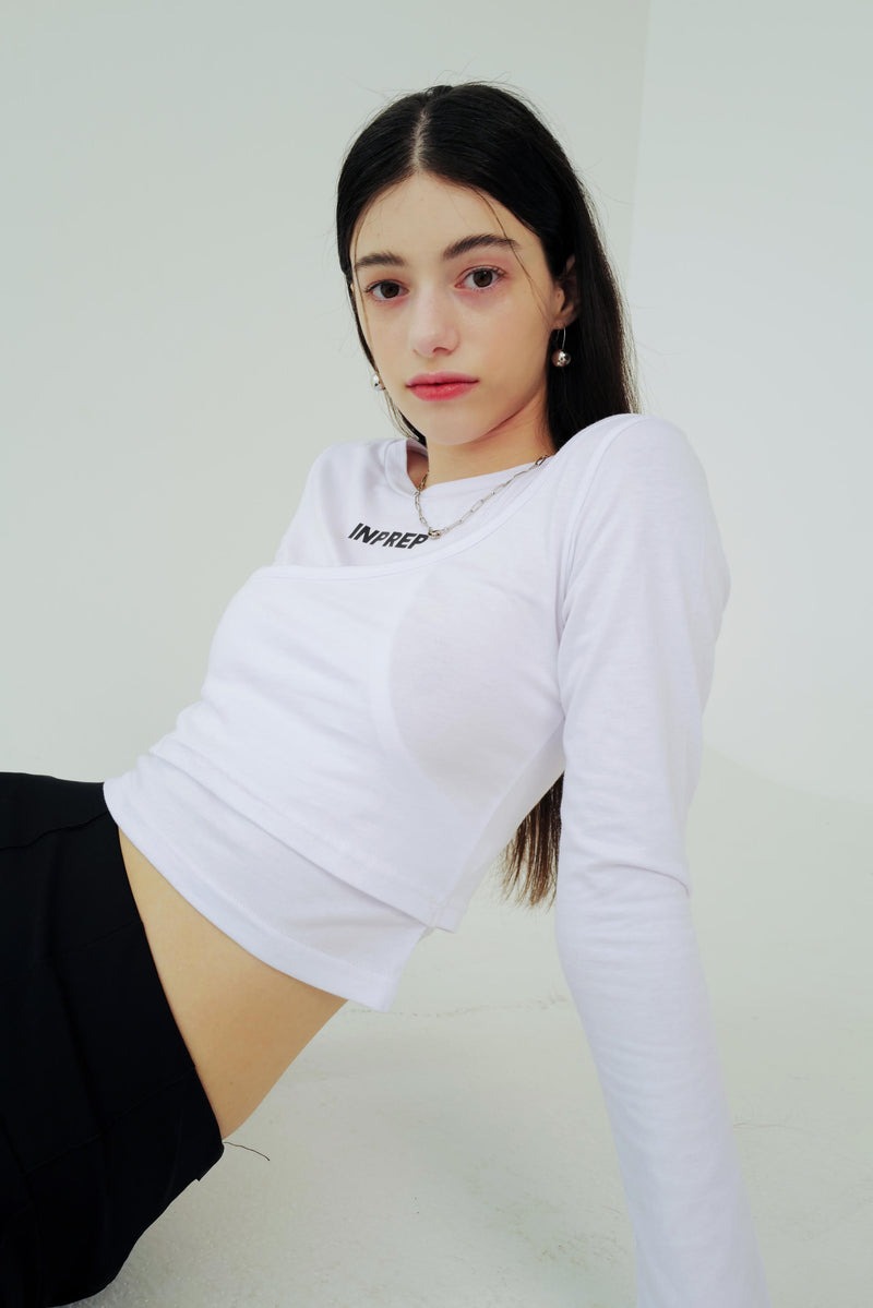 INPREP (インプレップ）DOUBLE LAYERED LONG SLEEVE T-SHIRT (WHITE)