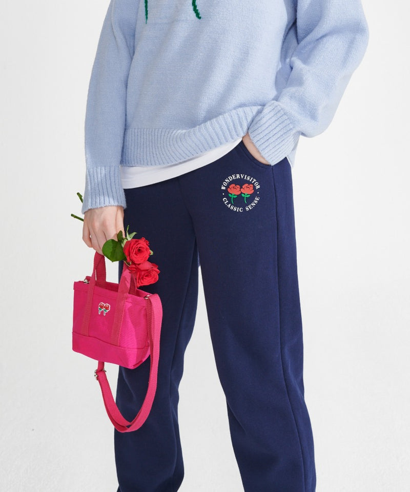 ワンダービジター(WONDER VISITOR)   Logo Jogger pants [Navy]