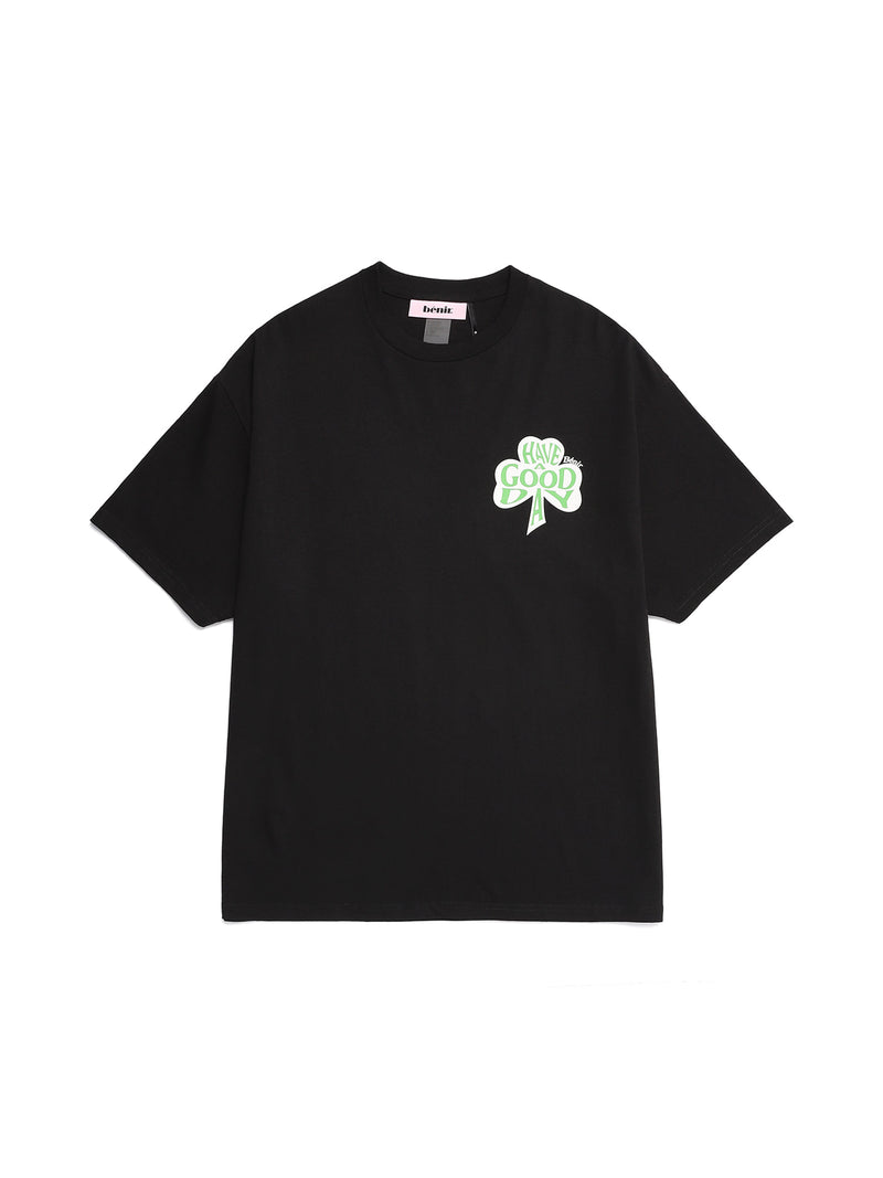 benir (ベニル) BENIR GOODDAY CLOVER T-SHIRTS [BLACK]
