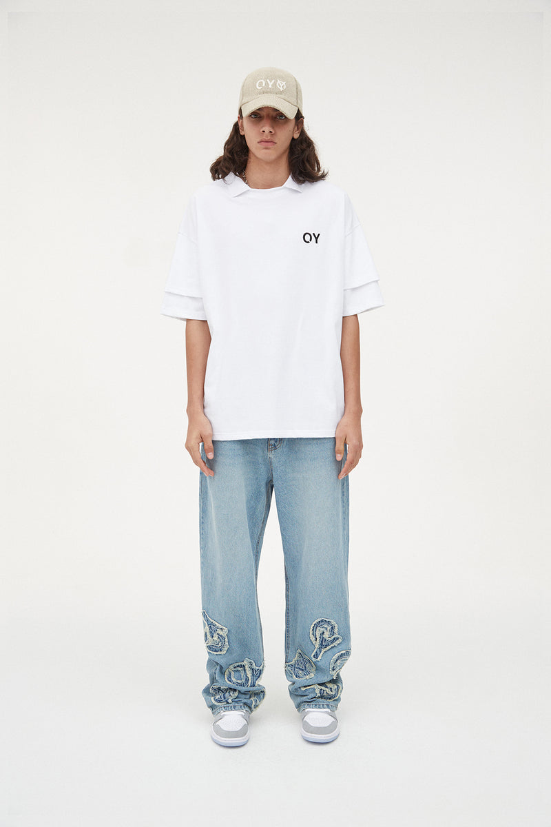 オーワイ(OY) LAYERED COLLAR T-WHITE