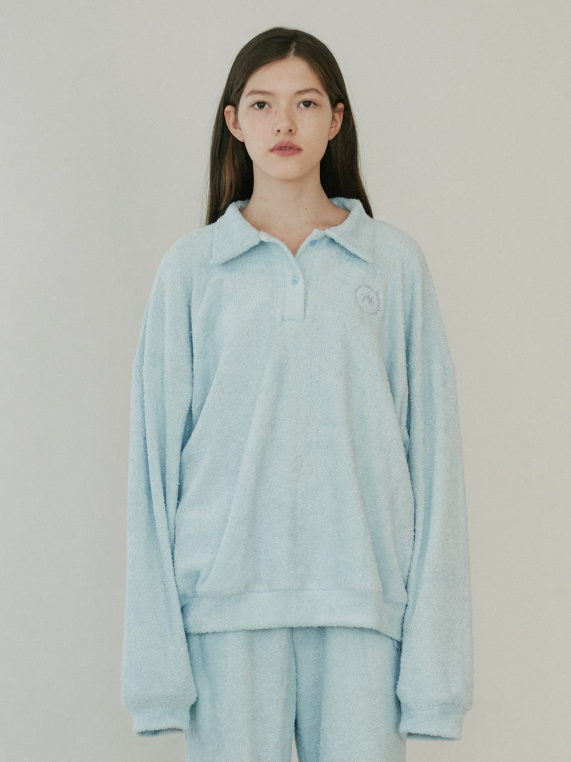 TMO BY 13MONTH（ティーエムオーバイサーティンマンス）FLEECE COLLARED POLO SHIRT (LIGHT BLUE)