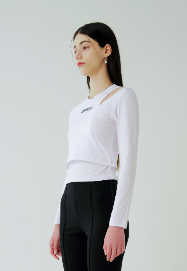 INPREP (インプレップ）DOUBLE LAYERED LONG SLEEVE T-SHIRT (WHITE)
