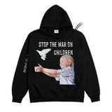 アクメドラビ(acme' de la vie) ADLV BABY FACE HOODIE BLACK STOP THE WAR ON CHILDREN