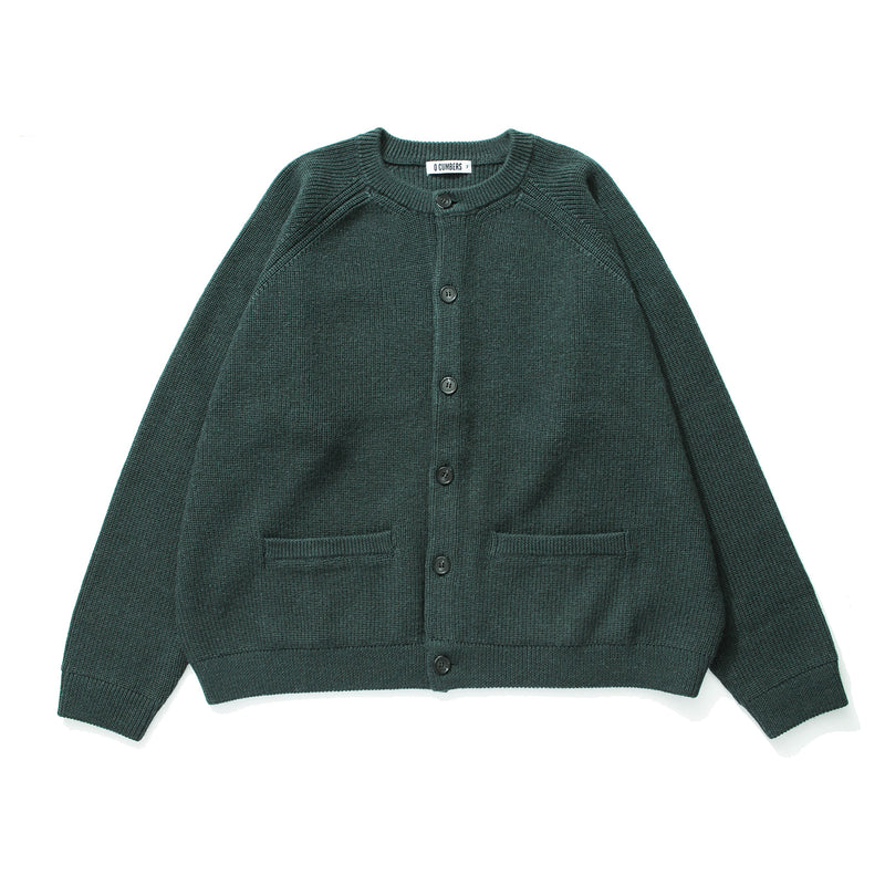 Q CUMBERS (キューカンバース)　ROUNDNECK HEAVY WOOL CARDIGAN/ Teal green