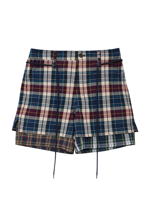 アジョバイアジョ(AJOBYAJO)           Check Mixed Shorts [Navy]