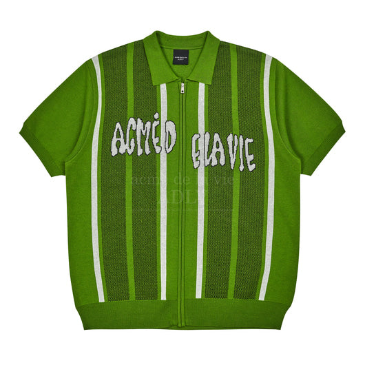 アクメドラビ(acme' de la vie) STRIPE FRONT ZIP UP KNIT GREEN