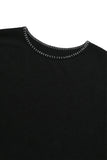 MYDEEPBLUEMEMORIES(マイディープブルーメモリーズ)      STITCH BALANCE KNIT t-shirts in BLACK