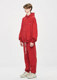 ディープリーク(DPRIQUE) OVERSIZED LOGO HOODIE - RED