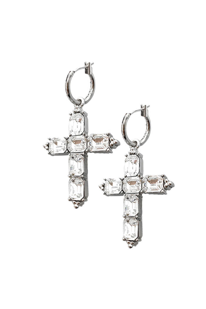 BLACKPURPLE (ブラックパープル)  M SQUARE CUBIC CROSS EARRING