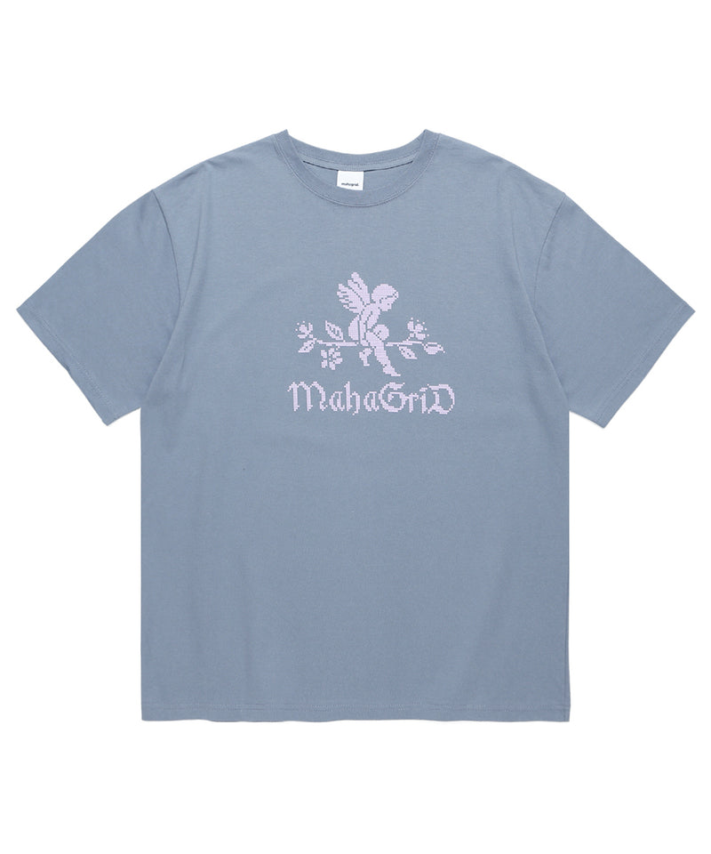 mahagrid (マハグリッド) ANGEL CROSS STITCH TEE [LIGHT BLUE]
