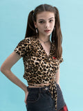 BABLETWO  (ビーエーブルトゥー)      Leopard Cross T-shirts (BEIGE)