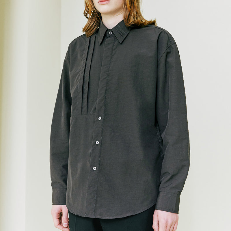 SSY(エスエスワイ) Chest Fan Relax Fit Nylon Shirt charcoal