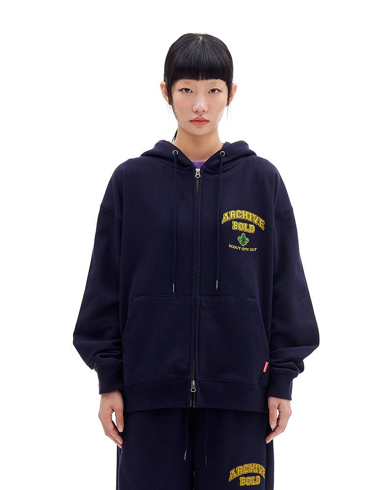 ARCHIVE BOLD (アーカイブボールド)　ARCH LOGO HOOD ZIP-UP (NAVY)