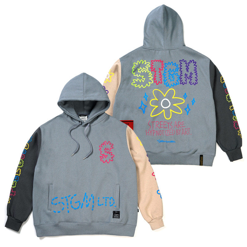 STIGMA(スティグマ)  FLOWER OVERSIZED HEAVY SWEAT HOODIE BLUE GREY