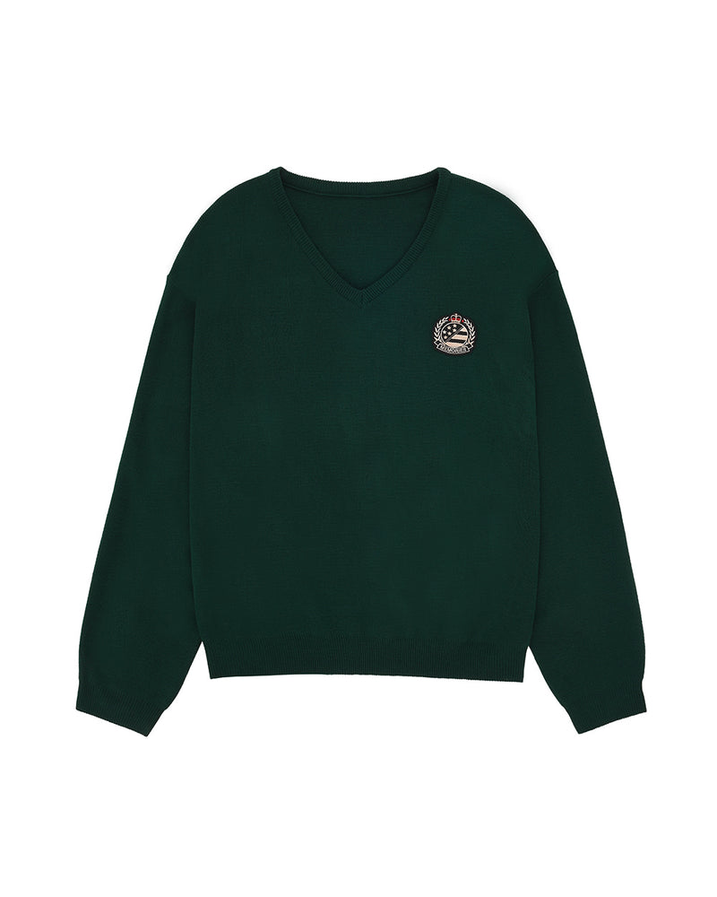 MYDEEPBLUEMEMORIES(マイディープブルーメモリーズ)      memories emblem knit(deep green)