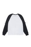 オーワイ(OY) FLOWER RAGLAN LONG SLEEVE-BLACK/WHITE