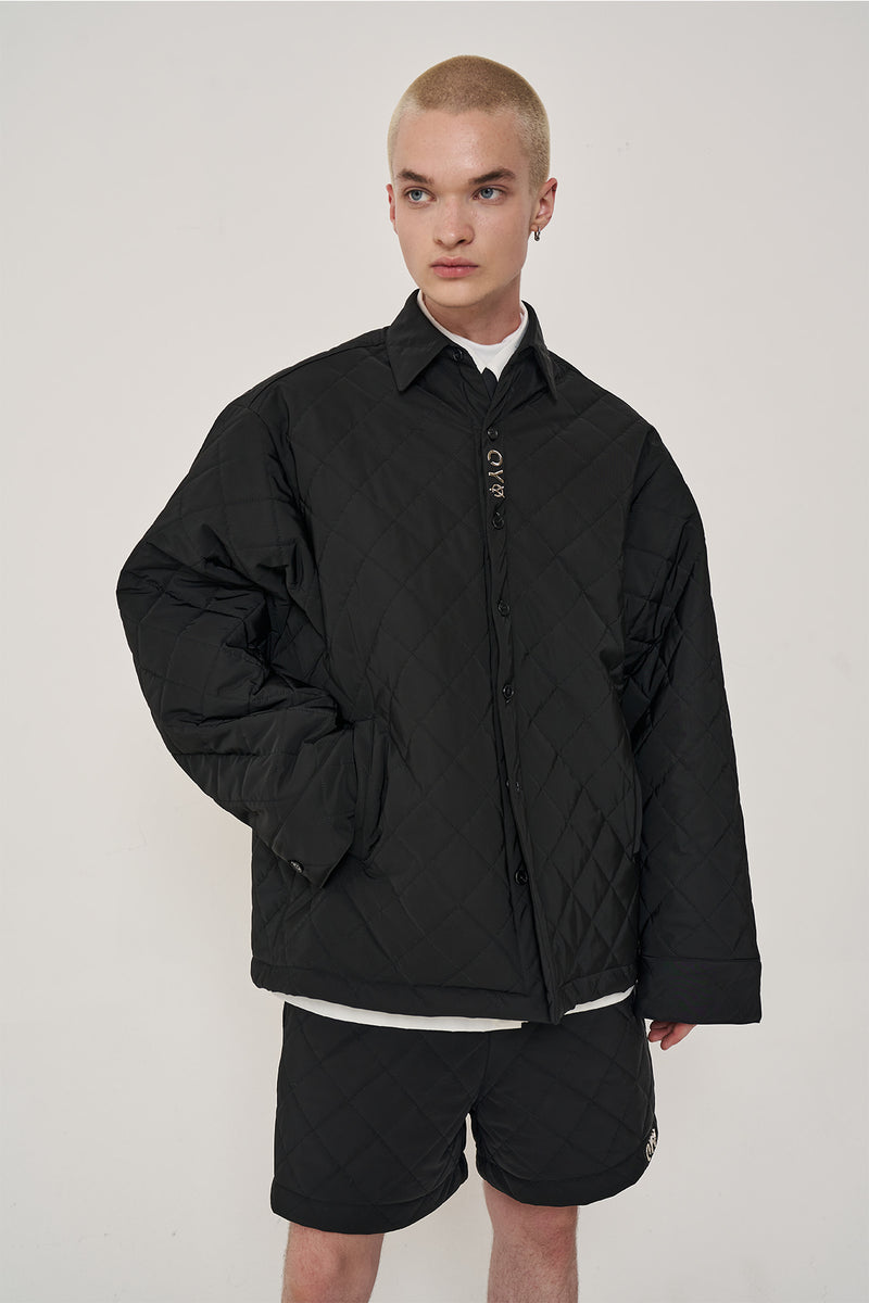 オーワイ(OY) METAL QUILTING SHIRTS-BLACK