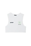 INPREP (インプレップ）GLOBE LOGO CROP SLEEVELESS (BLACK)