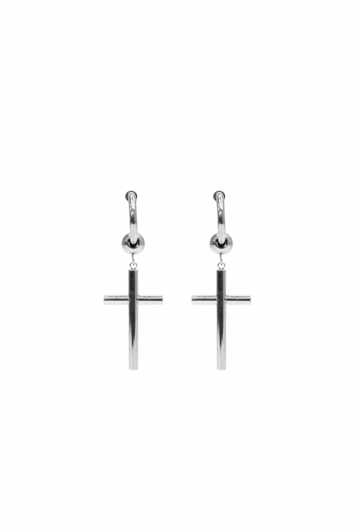 BLACKPURPLE (ブラックパープル) halfmoon cross earring