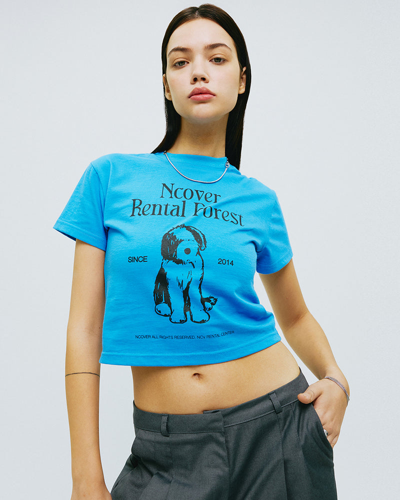 NCOVER（エンカバー）ENGLISH SHEEP DOG CROP TSHIRT-BLUE