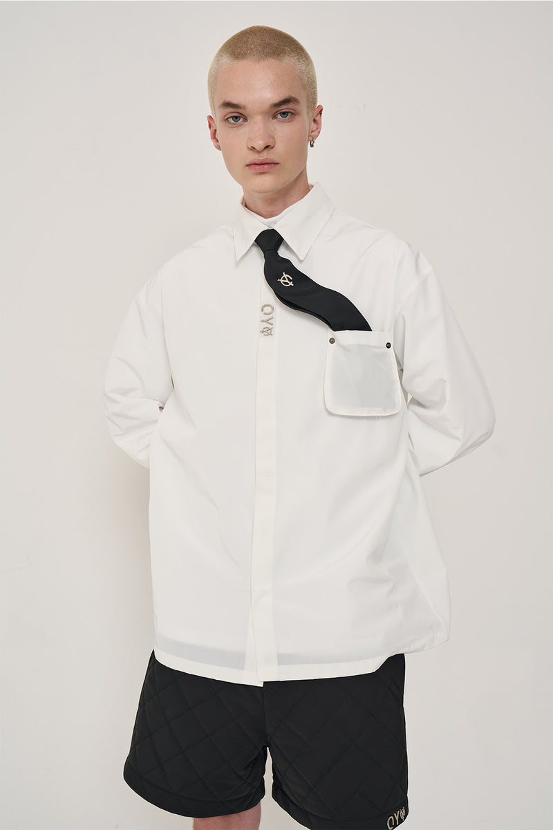オーワイ(OY) METAL POCKET SHIRTS-WHITE