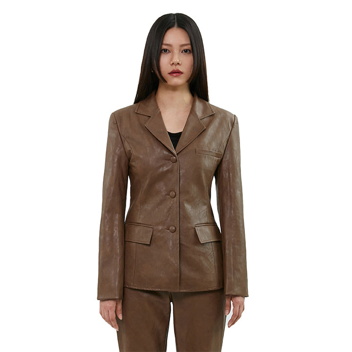 curetty (キュリティー) C LEATHER PRINCESS LINE JACKET_BROWN