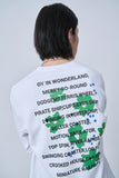 オーワイ(OY) TEXT FLOWER LONG SLEEVE-WHITE