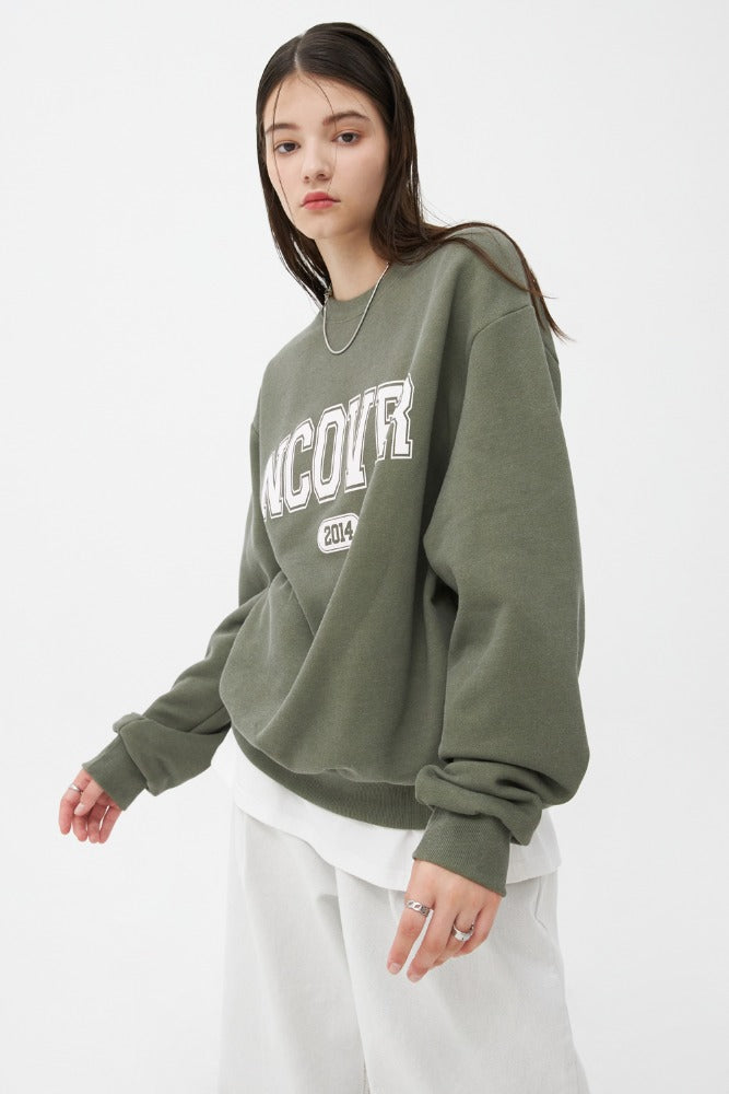 NCOVER（エンカバー）PIGMENT CRACK LOGO SWEATSHIRT-KHAKI