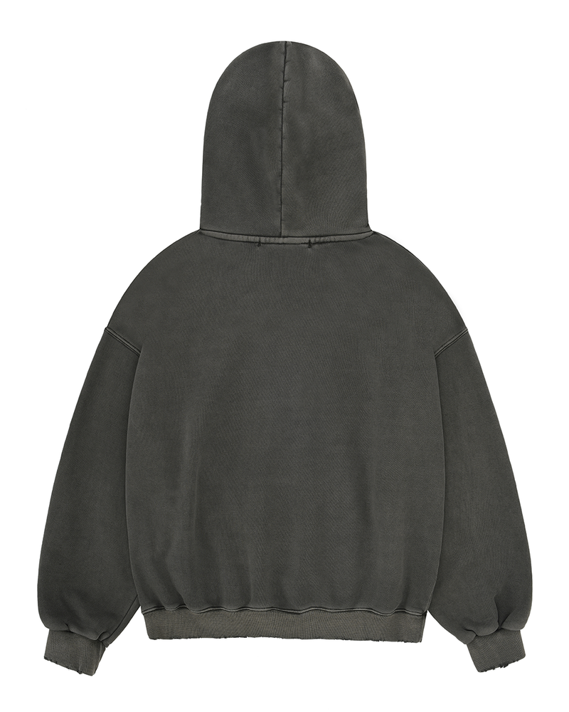 MYDEEPBLUEMEMORIES(マイディープブルーメモリーズ)      "belief" "wish" "love" hoodie in Charcoal