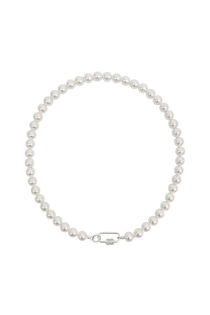 BLACKPURPLE (ブラックパープル) 	  [SILVER925] crystal clip freshwater pearl necklace