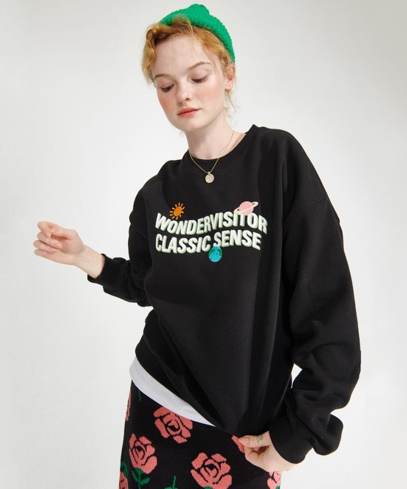 ワンダービジター(WONDER VISITOR)  Stella sweat-shirts [Black]