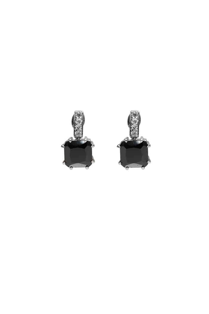 BLACKPURPLE (ブラックパープル) dropping square cubic earring_black