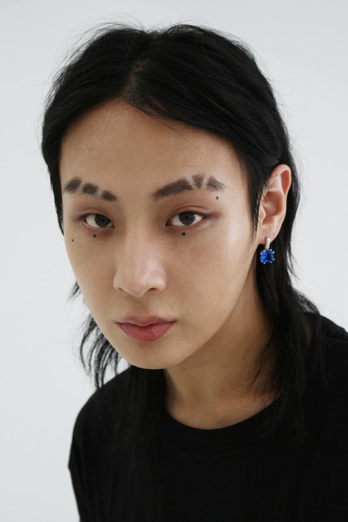 BLACKPURPLE (ブラックパープル) dropping square cubic earring_blue
