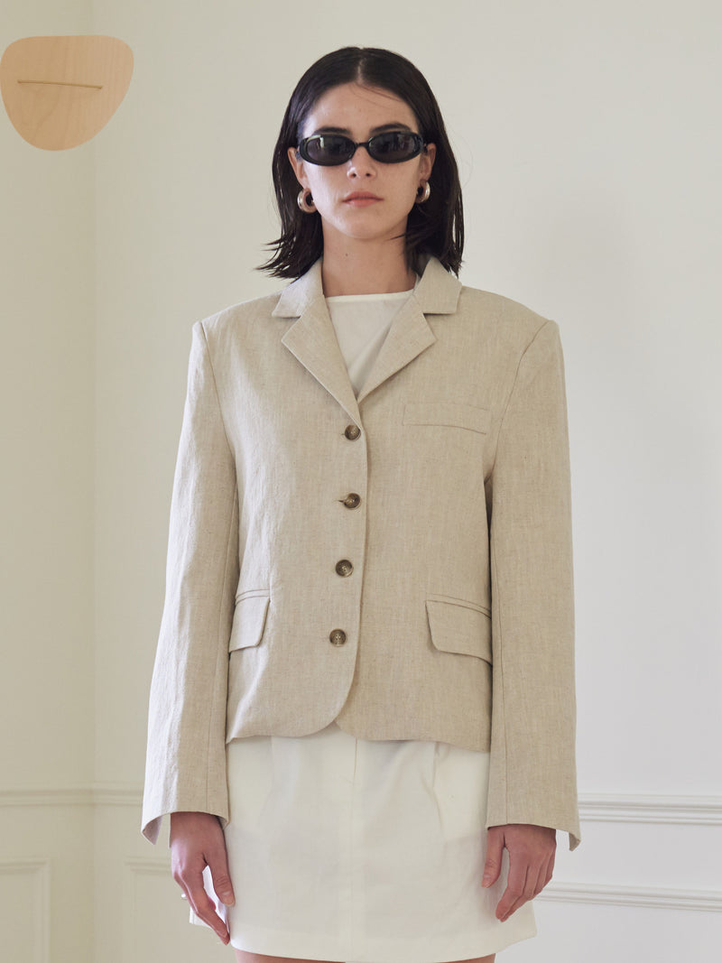 TMO BY 13MONTH（ティーエムオーバイサーティンマンス）SINGLE LINEN JACKET (BEIGE)