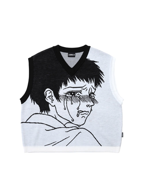 アジョバイアジョ(AJOBYAJO)    Crying Boy Oversized Knit Vest [White]