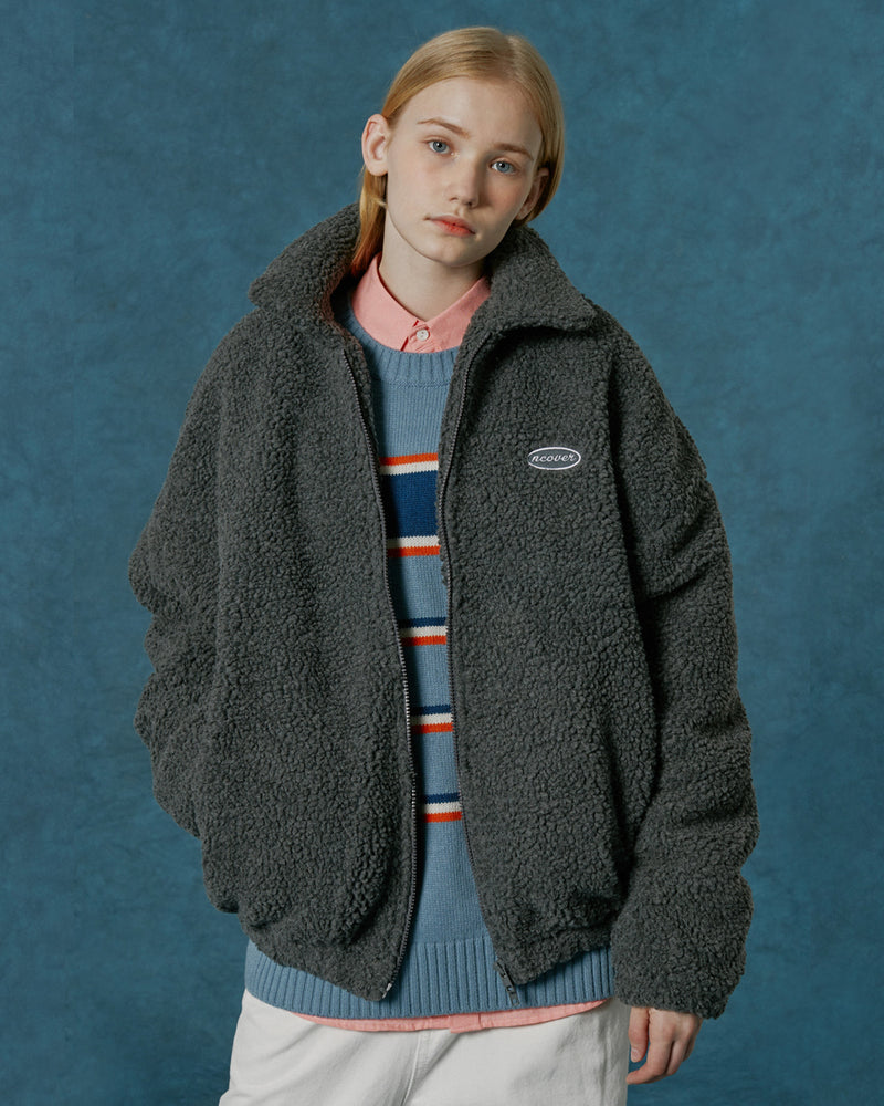 NCOVER（エンカバー）ORIGINAL EMBROIDERY FLEECE JACKET-GREY
