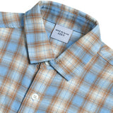 アクメドラビ(acme' de la vie) FULL LOGO LEATHER PATCH CHECKSHIRT SKYBLUE